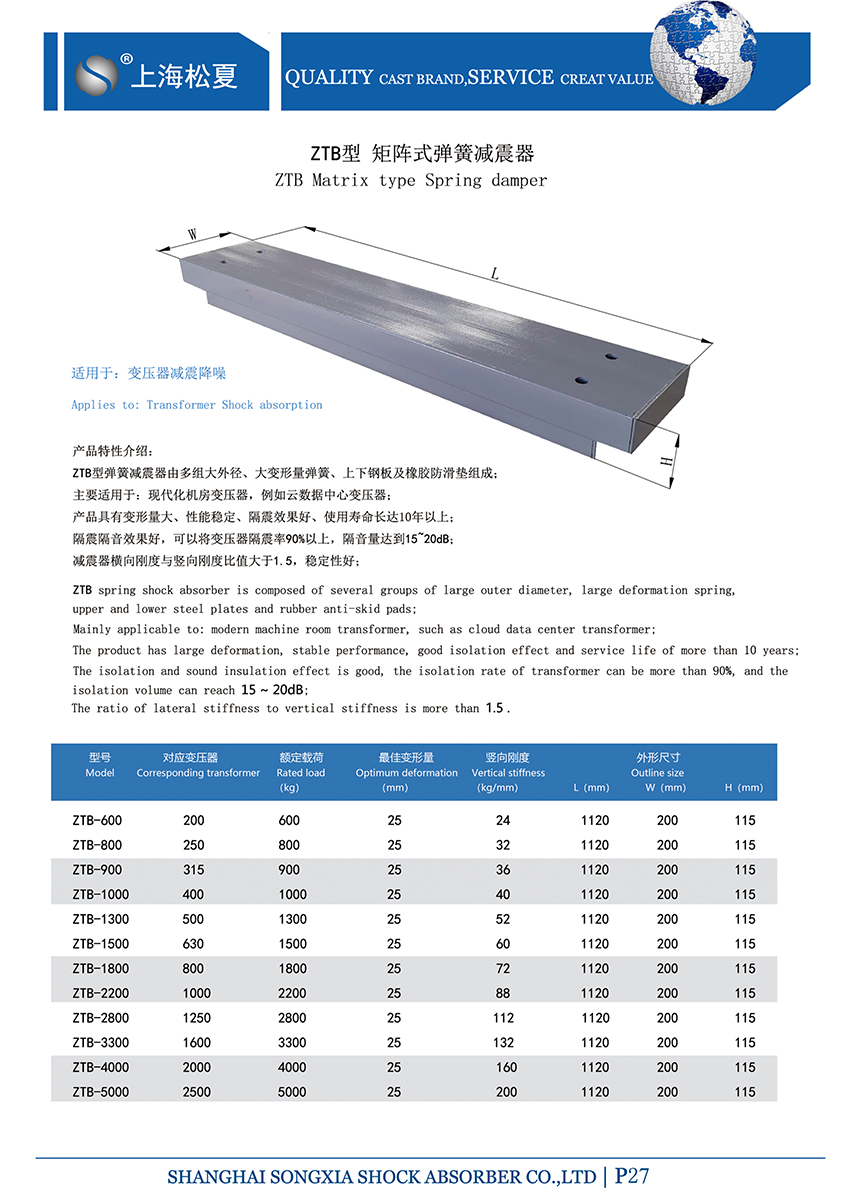 矩阵式<a href='http://www.ghjaqe.cn' target='_blank'><u>弹簧减震器</u></a>-变压器专用